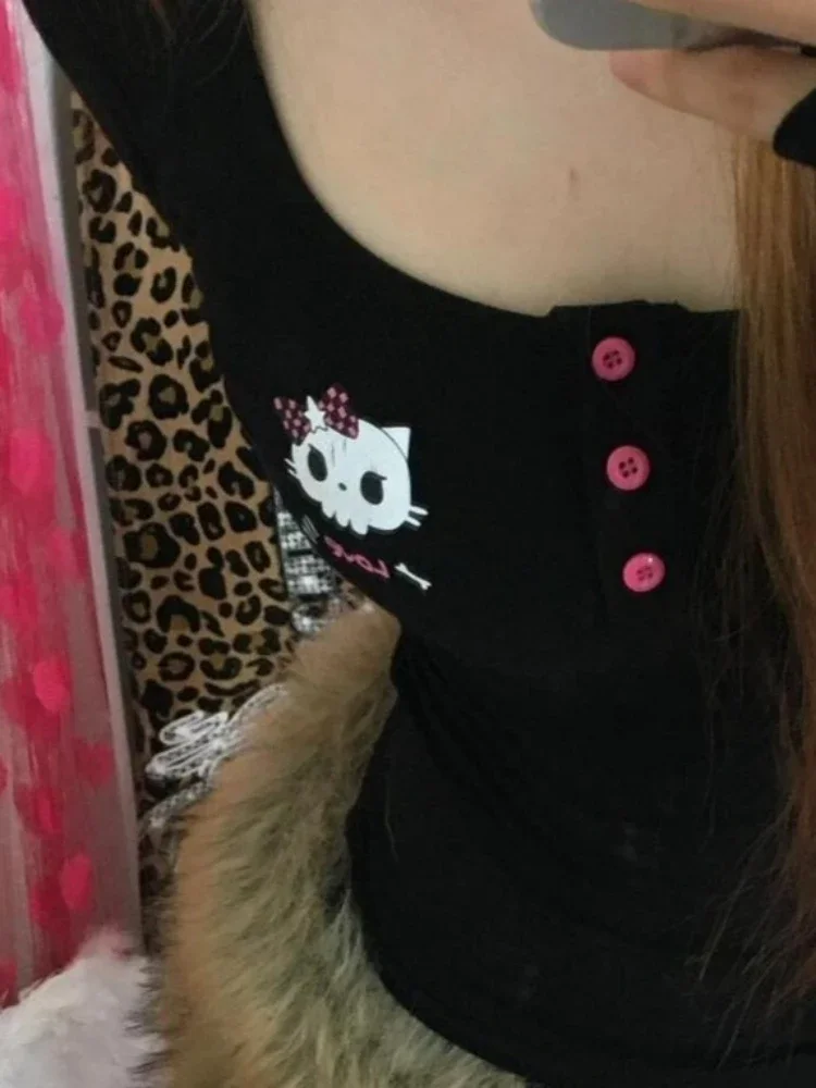 Vintage Fashion Y2K - Y2K 빈티지 만화 프린트 티셔츠 여성