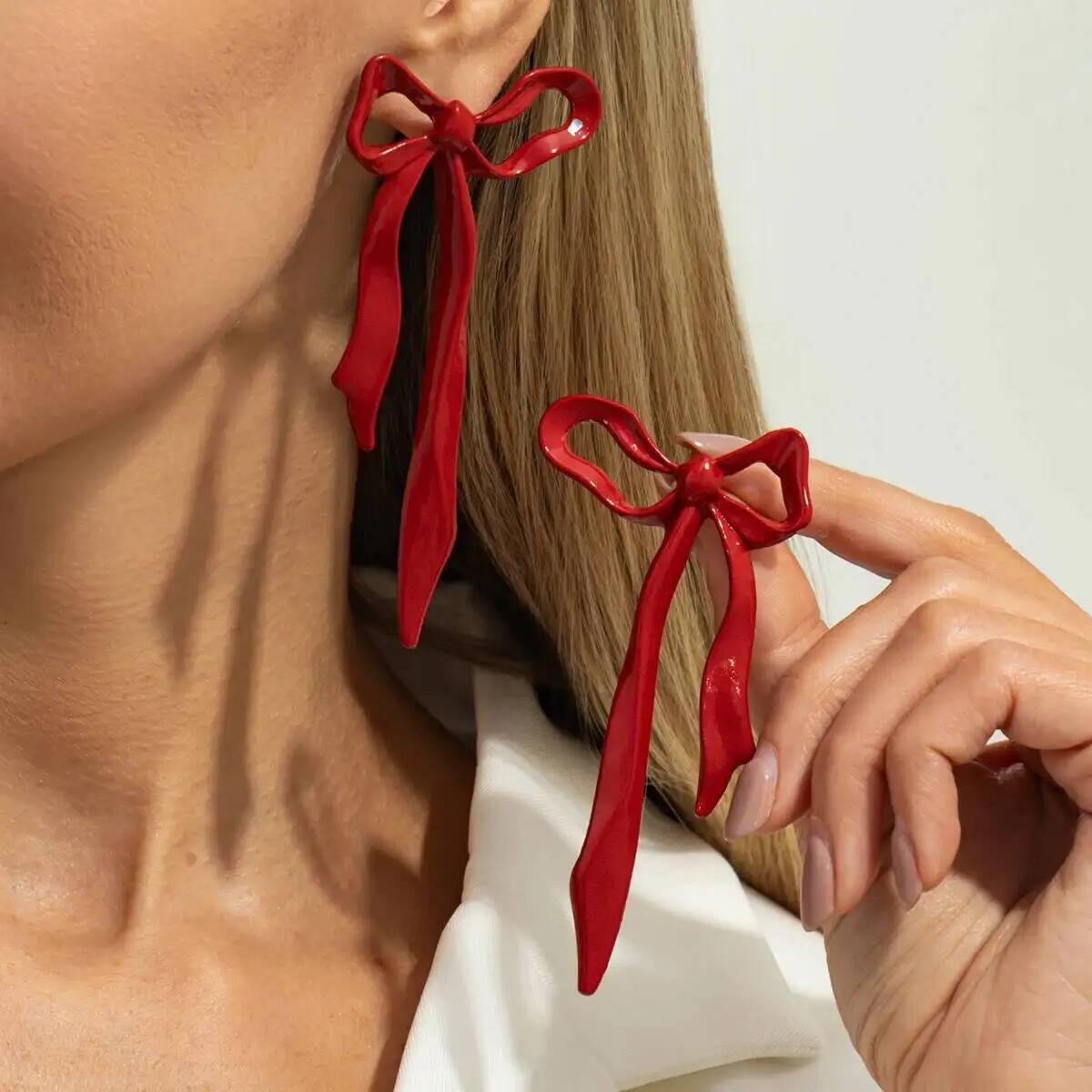 Z Vintage Fashion - IngeSight.Z 빈티지 절묘한 레드 Bowknot 긴