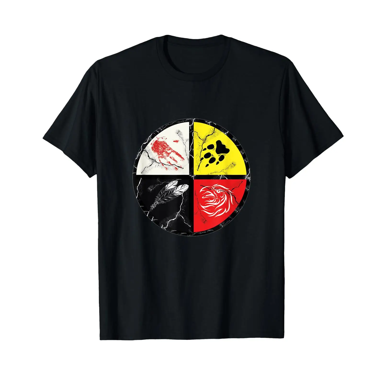 Vintage Fashion Wheel - 인디언 메디신 휠 티셔츠 빈티지 워싱