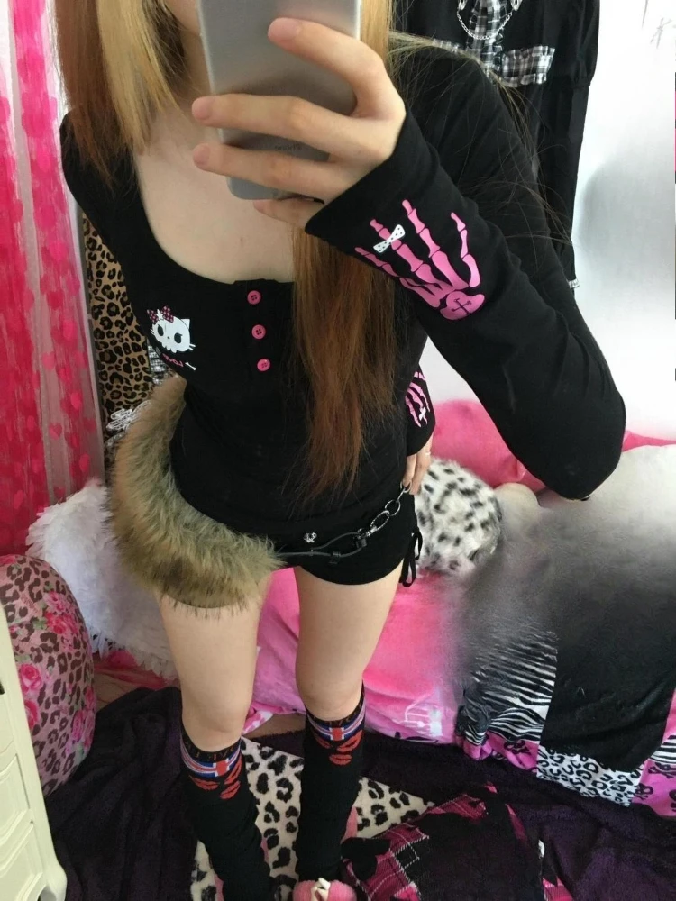 Y2K 빈티지 만화 프린트 티셔츠 여성 2025, 펑크 - Vintage Fashion Y2K 리뷰 및 가격