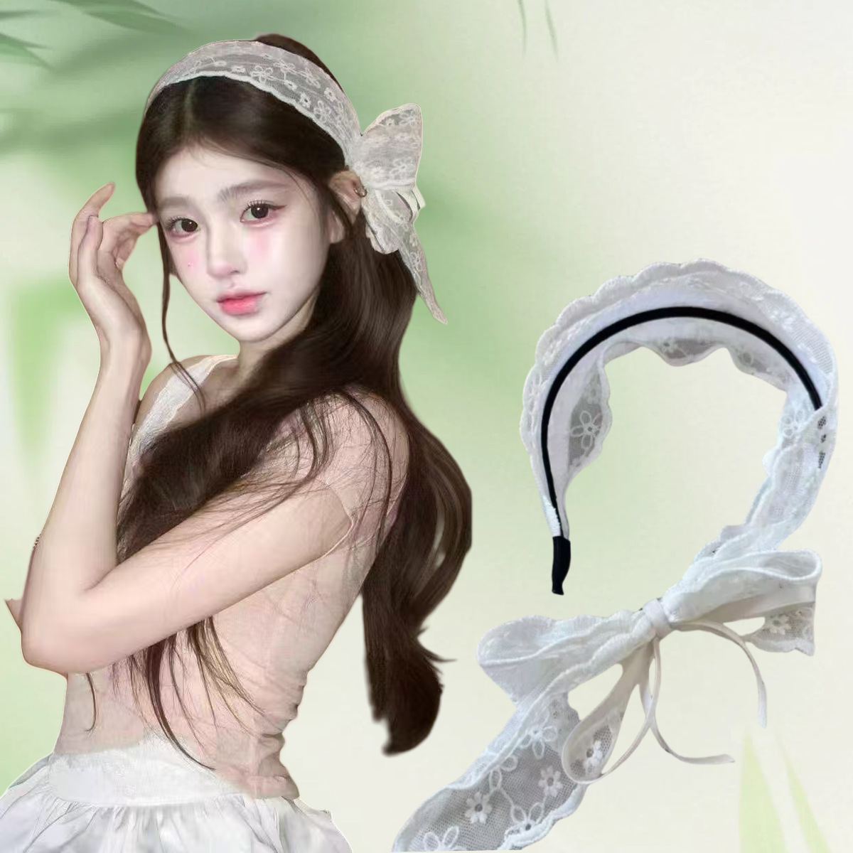 뉴 빈티지 파스토럴 레이스 헤어밴드 화이트 레이스 리본 - Vintage Fashion Boutique 리뷰 및 가격