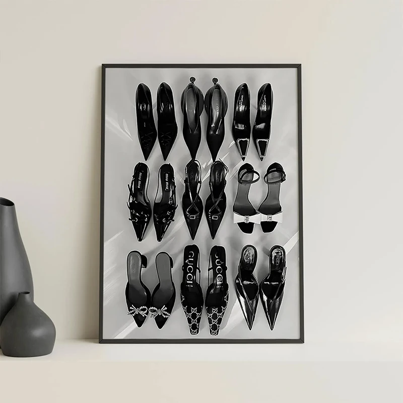 블랙 화이트 럭셔리 하이힐 아트 포스터 Y2K 미니멀리 - Vintage Vogue Fashion Poster 리뷰 및 가격