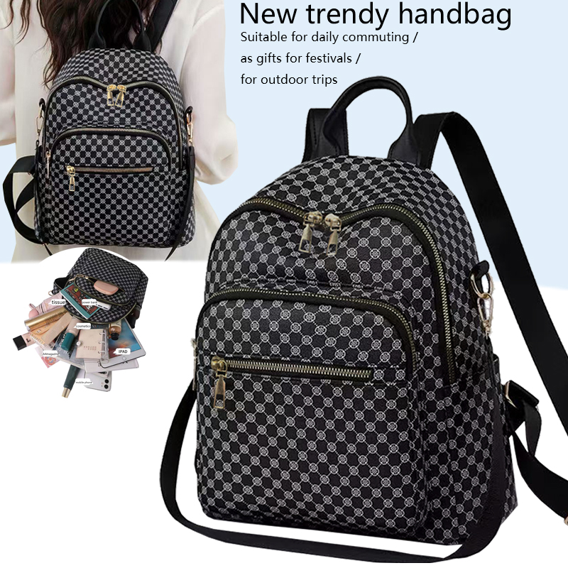 시크한 빈티지 기하학 패턴 PU 백팩, 탑 캐리 핸들, - Vintage Fashion Boutique 리뷰 및 가격