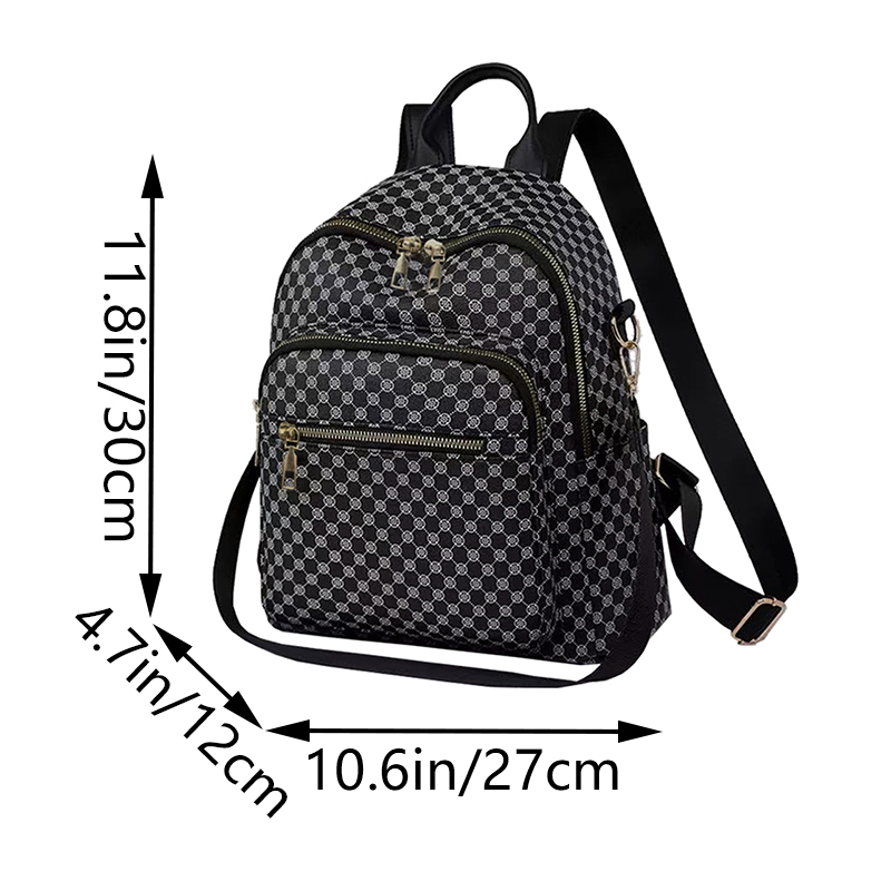 시크한 빈티지 기하학 패턴 PU 백팩, 탑 캐리 핸들, - Vintage Fashion Boutique 리뷰 및 가격