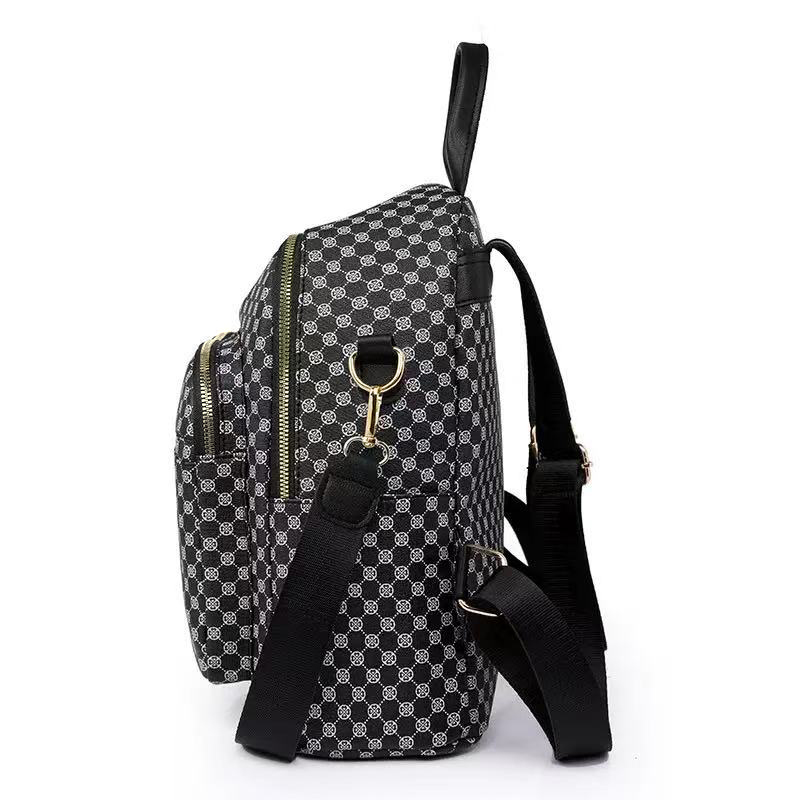 시크한 빈티지 기하학 패턴 PU 백팩, 탑 캐리 핸들, - Vintage Fashion Boutique 리뷰 및 가격