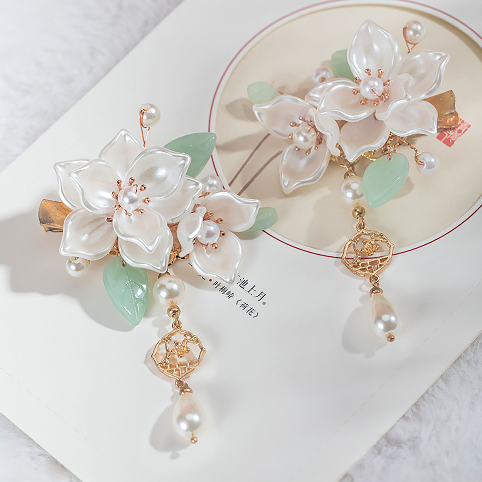 빈티지 동백꽃 헤어 클립 우아한 중국풍 꽃 태슬 헤어핀 - Vintage Fashion Guild 리뷰 및 가격