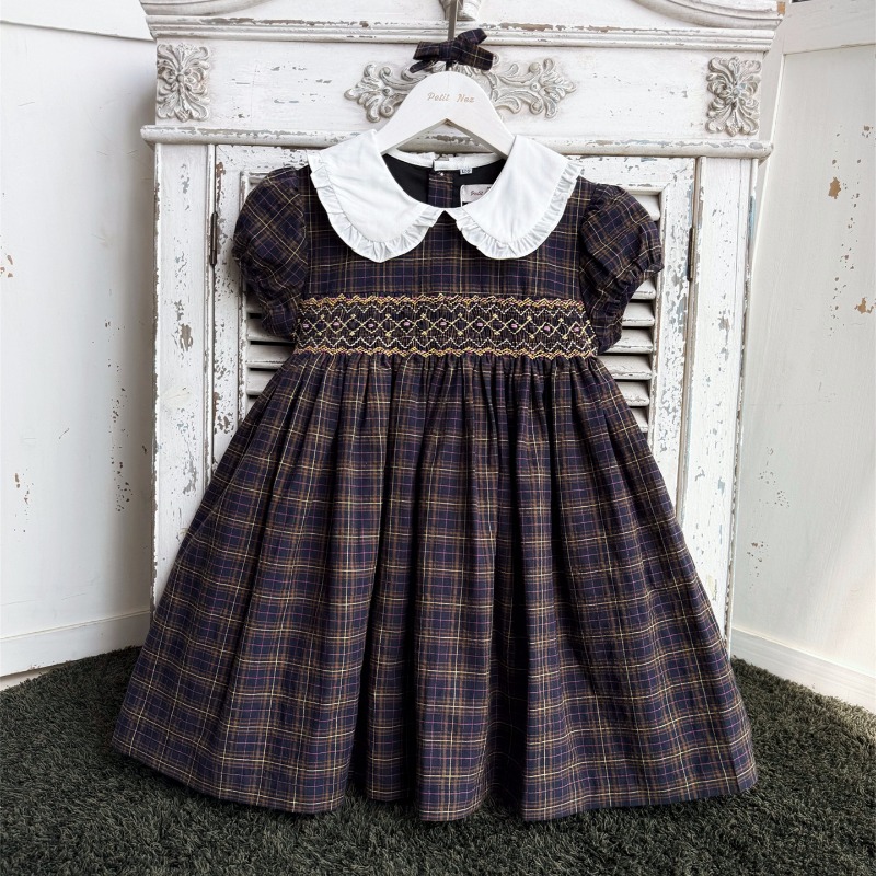 빈티지 다크 블루 손자수 여아 긴팔 드레스 수제 부티크 - Vintage Fashion Boutique 리뷰 및 가격