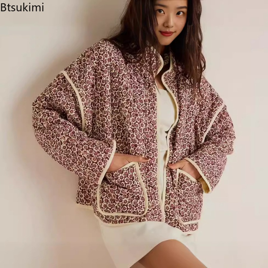 새로운 2026 가을 여성 패션 리버시블 퀼트 재킷 빈 - Vintage Fashion Postcards 리뷰 및 가격