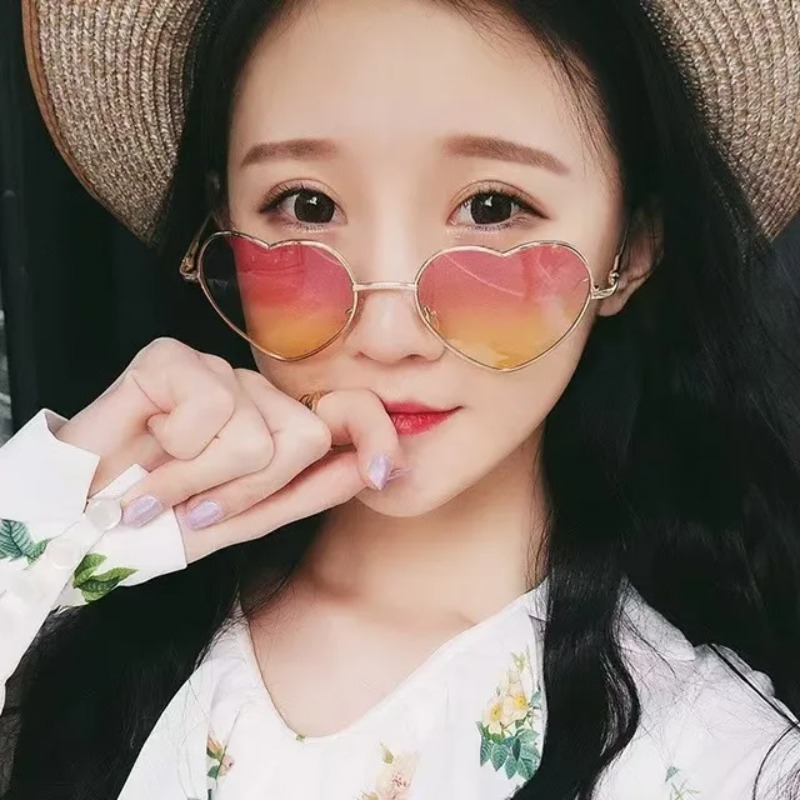 패션 하트 모양의 금속 선글라스 빈티지 트렌디 스트리트 - Vintage Fashion Images 리뷰 및 가격