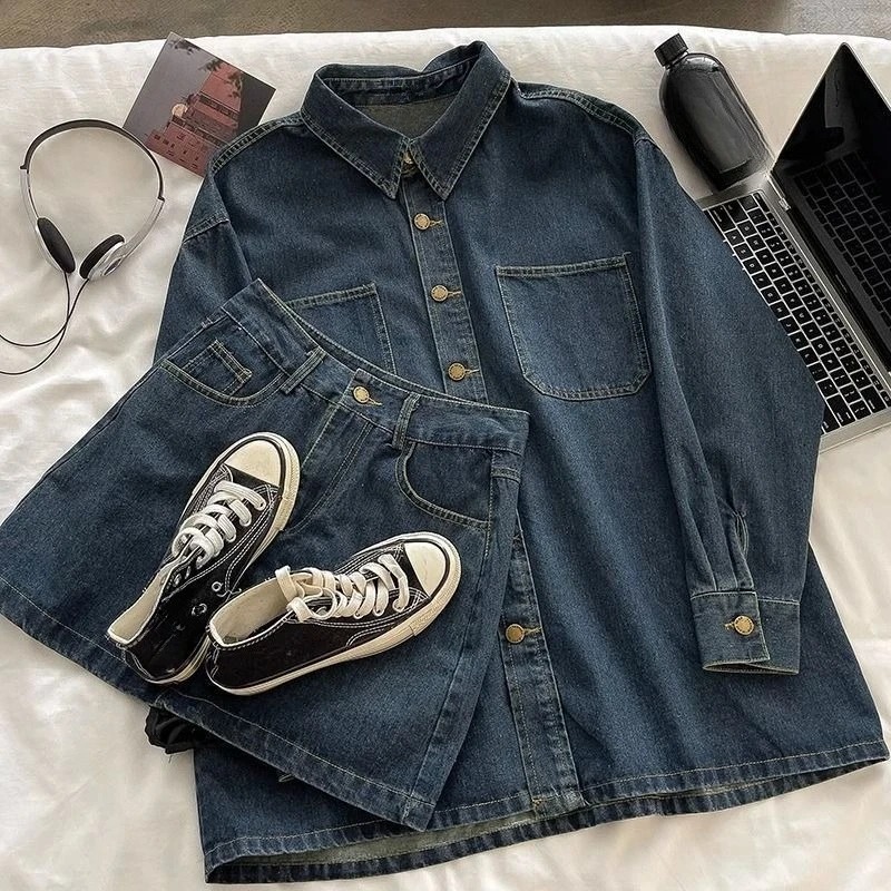 Y2K 데님 스커트 세트: 빈티지 일본 스타일 버튼 재 - Vintage Fashion Y2K 리뷰 및 가격