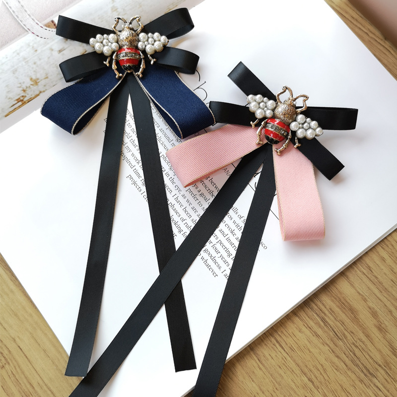 빈티지 영국 진주 꿀벌 나비 넥타이 수제 패브릭 리본  - Vintage Fashion Boutique 리뷰 및 가격