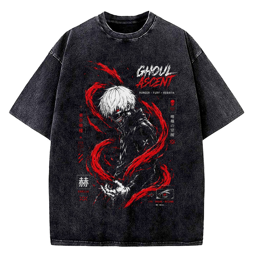 Tokyo Ghoul 빈티지 워시드 코튼 티셔츠 남성  - Vintage Fashion In Tokyo 리뷰 및 가격