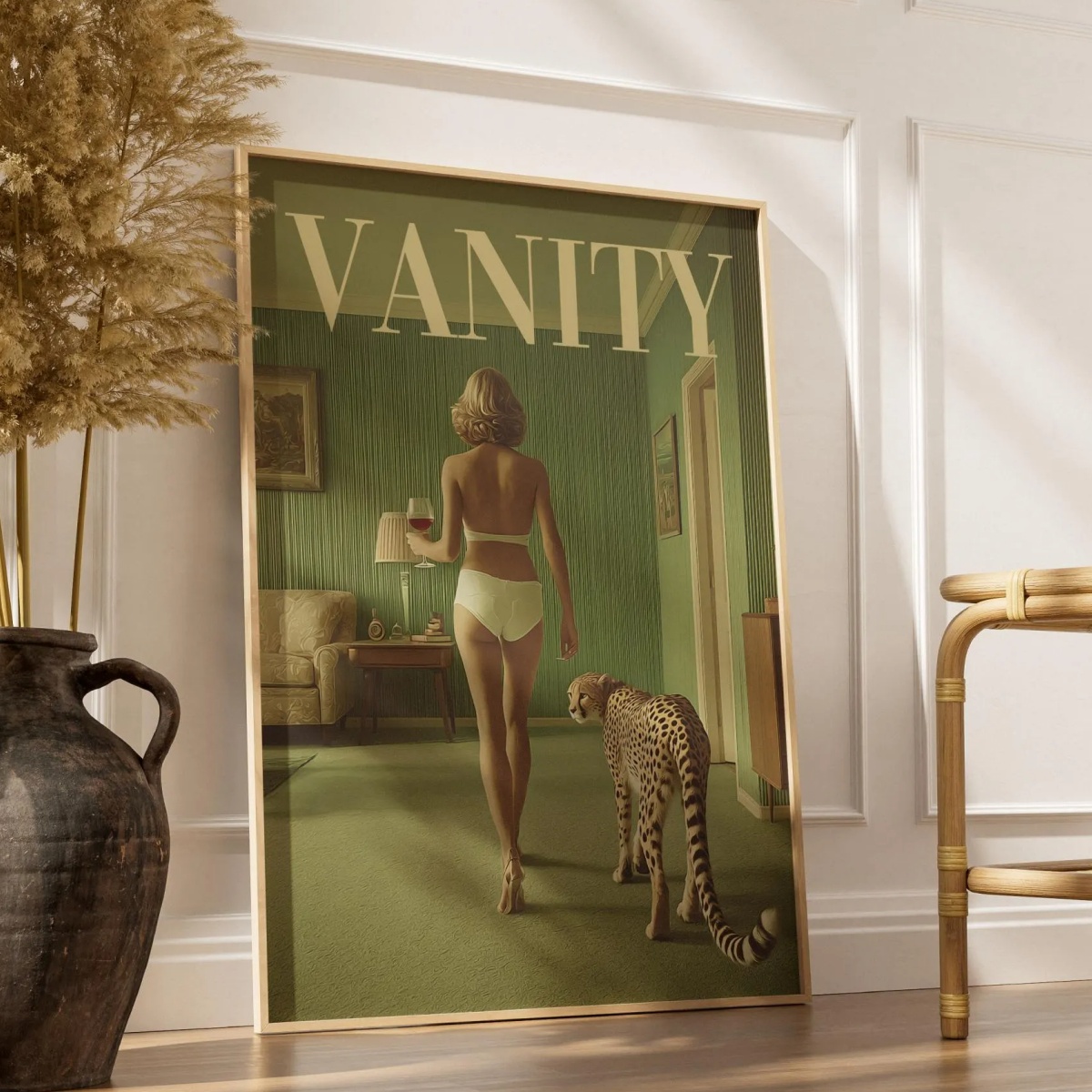 치타를 안고 있는 빈티지 여성 캔버스 프린트 포스터 패 - Vintage Vogue Fashion Poster 리뷰 및 가격
