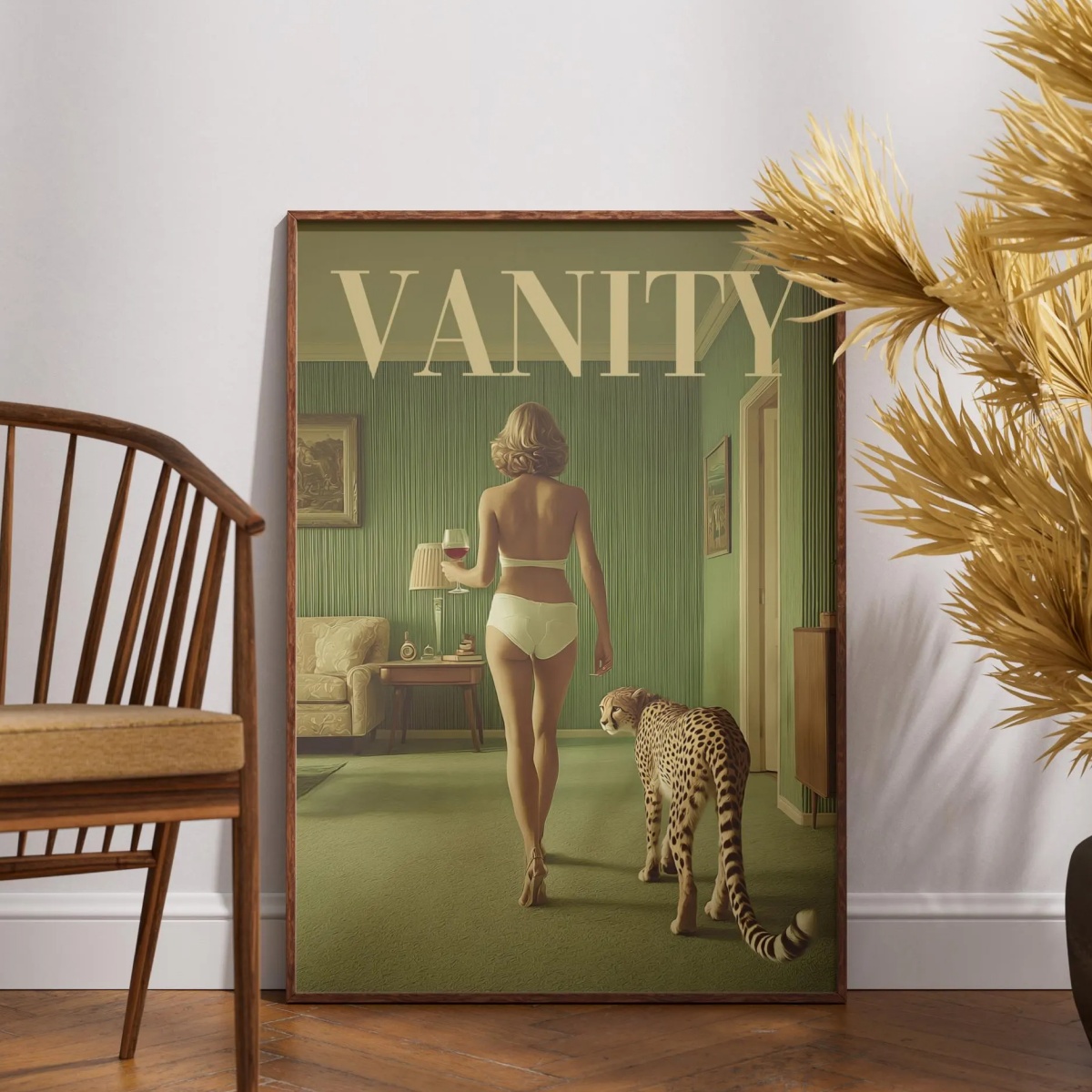 치타를 안고 있는 빈티지 여성 캔버스 프린트 포스터 패 - Vintage Vogue Fashion Poster 리뷰 및 가격